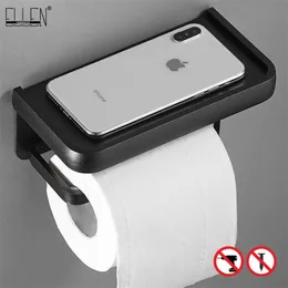 ELLEN Black Toilet Multifunction Bathroom Storage Shelf Roll Paper Holder EL609 220611