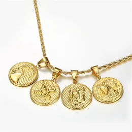 12 Zodiac Sign Horoscope Pendant Necklaces for Mens Womens Gold Aries Leo 12 Constellations Dropshipping Necklace Jewelry 201013