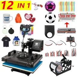 Printers 12 In 1 Combo Heat Press Machine Sublimation/Heat Transfer For Mug/Cap/Tshirt/Phone Cases/pen/keychain/ball1 Roge22