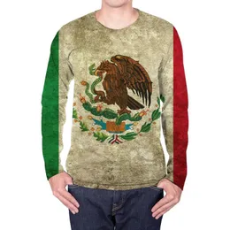T-shirty męskie meksyk długie rękaw T Shirt Men National Flag Flagi zabawne koszule Zwierzę Hip Hop Eagle 3D Printed Tshirt Mens Ubranie Summen's