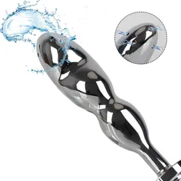 Anal Washer 5 Holes Colonic Douche Nozzle Enema Cleaning Shower Vaginal Wash Sex Tools for Couples Metal Dildos Adult Products L220711