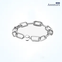 925 Sterling Silver Charms Round Clasp Chain bangle Fits Original Beads Fit Pandora Bracelet