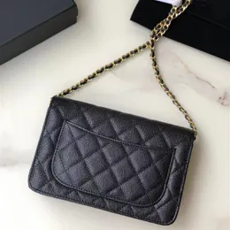 7A toppdesigner damväskor lyxiga handväskor klassiskt mode woc wealth bag läderplånbok kaviar axel messenger chain väska original grossist present fullt paket