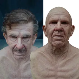 1 pc's realistische man masker latex horror grootouders oude mensen volledige hoofdmaskers Halloween kostuum feest rekwisieten volwassen 220613