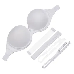 New Wedding Bras para Mulheres Multiway Sexy Bra Invisible Clear Back Halter Pescoço Bralette Branco Nu Nude BH Lingerie Strapless LJ200821