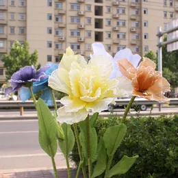 결혼식 장식 꽃 거대한 인공 꽃 장미 베리 모란 린넨 꽃 큰 창문 소품 결혼 도로 배경 장식