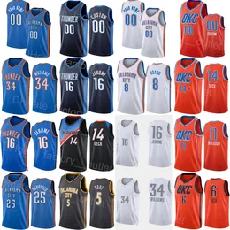 Skärmtryckt basket Kenrich Williams Jersey 34 Ty Jerome 16 Derrick Favors 15 Jesaja Roby 22 Tre Mann 23 Gabriel Deck 6 Aaron Wiggins 21 Blue WHTE Gra Orange