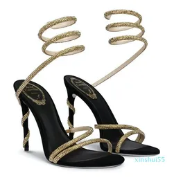 Perfect Summer Jewel Sandalias Zapatos Boda nupcial Caovillas Diseñador Mujer Tacones altos Crystal Strappy Lady Pumps Gladiador