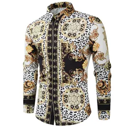 Männer Casual Hemden Bluse Homme Barock Bankett Hemd Paisley Männer Luxus Koreanische Herren Langarm Druck 545Men's