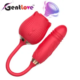 Adult sexy Toy Vibrating Vibrator Extend Rose Love Egg Masturbator Stem Flower 2 in 1 Sucking