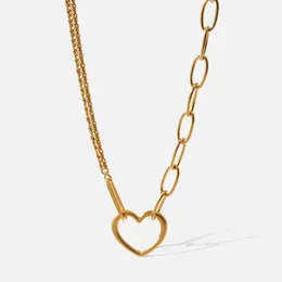 Kedjor Retro Fashion Heart Pendant Chain Halsband för kvinnor 2022 Stål Stål Stylsk choker 18 K smycken Party Giftchains