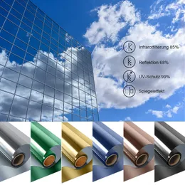 Length 2/3/5 m One Way Mirror Window Film for Home Self Adhesive Reflective Privacy Tint Heat Control Solar Decor 220513