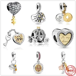 925 STERLING SLATER Dangle Charm Carrinho de abóbora Árvore genealógica Coração de miçangas FIT Pandora Pandora Bracelet Diy Jóias Acessórias de jóias