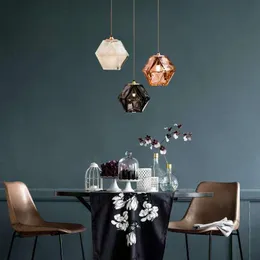 Kolye lambaları Üç renkli E14 Cam Avize Post Modern Minimalist Moda Yatak Yatak Odası Tek Kafa Meydanı Chandelierpendent