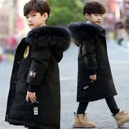 Wysokiej jakości zimowe dziecko chłopięce płaszcze parka duże dzieci grubość ciepła płaszcz 6 8 10 12 14 -letni puffer z kapturem odzież wierzcha LJ201202