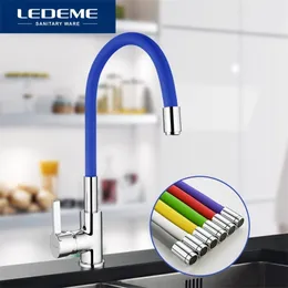 Ledeme Brass Kitchen Faucets Горячие и холодные и водяные смесители хромовый бассейн квадратный квадратный кран -смесители кухонные смесители L4898 T200424