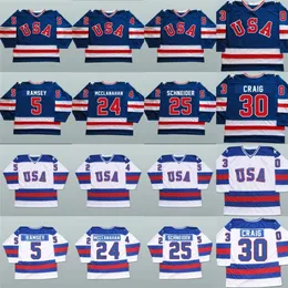 Mit 1980 mirakel på ishockey tröjor 5 Mike Ramsey 9 Neal Broten 25 Buzz Schneider 100% Stitched Team USA Hockey Jersey
