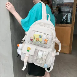 Skolväskor Junior High Student Schoolbag Koreansk version 2022 Söt Harajuku College Style Backpack Oxford Cloth Back Pack Outdoor