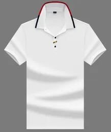 고품질 새 브랜드 폴 반팔 티셔츠 남성 꿀벌 폴로 셔츠 100% 코튼 옷깃 비즈니스 한국 여름 자수 남성 의류