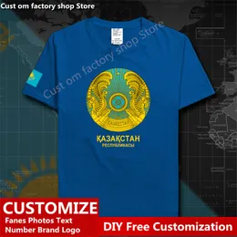 Kazakhstan Cotton T shirt Custom Jersey Fans DIY Name Number Tshirt Fashion Hip Hop Loose Casual T shirt KAZ Kazakhstani 220616