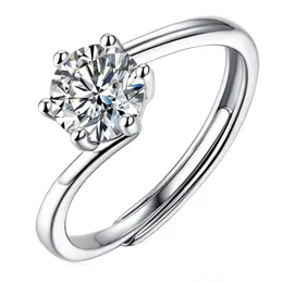 진짜 Moissanite 벌집 반지 d 컬러 1ct 2ct 6 개의 갈래 반지 순수 925 스털링 실버 여성 고급 보석