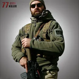 겨울 양털 전술 재킷 남성 군사 따뜻한 야외 스포츠 소프트 쉘 후드 코트 남성 하이킹 사냥 군 전투 재킷 220816