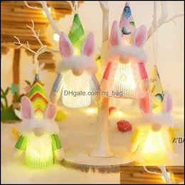 Party Decoration Event Supplies Festive Home Garden Led Light Luminous Easter Bunny Gnomes Plush Faceless Elf Dwarf Long Beard Old Man Dol