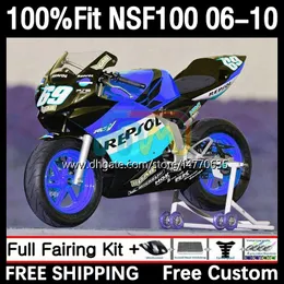 Honda NSF-100 NSF 100 차체 10dh.89 NSF100 06 07 08 09 10 NS-F100 2006 2007 2009 2010 유리 섬유 레이스 페어링 블루 repsol에 대한 유리 섬유 주입 금형 본체