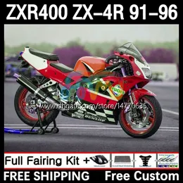 Fairings Kit för Kawasaki Ninja ZX4R 400cc ZXR-400 1991 1992 1993 94 95 96 BODY 12DH.85 ZXR 400 CC ZX-4R ZX 4R COWLING ZXR400 91 92 93 1994 1995 1996 BOODYWORW STOC RED RED