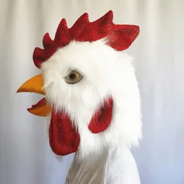 Máscaras de festa máscara de plugues brancos máscara de látex de látex de rosto completo frango engraçado vestido de animais