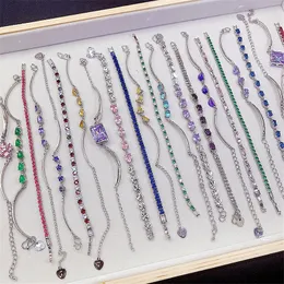 Fairy Multicolor Crystal Armband för kvinnor sommar Ny mikrouppsättning Flash Zircon Armband Mixed Batch smycken Tillbehör