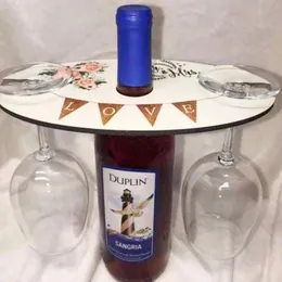 Portabottiglie per vino in MDF a sublimazione, decorazione da tavolo, porta calici per appendiabiti in vetro per calici