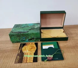 5pcs Topselling Högkvalitativa klockor Green Watch Original Box Papers Card Trä Läder till president 126633 126610 116660 126710 116500 Armbandsur