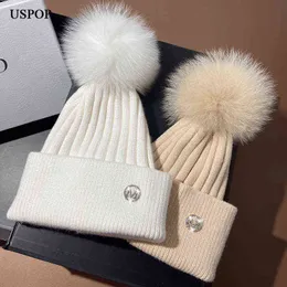 Beanie/Kafatası Kapakları Top Caps USPOP Yeni Kış Örme Şapka Kalın Sıcak Ebeveyn-Çocuk T220823