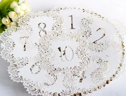 100st Laser Cut Romantic Wedding Tabellnummer Kort Holo Card Numbers Party Supplies Decoration Seat 6zz191