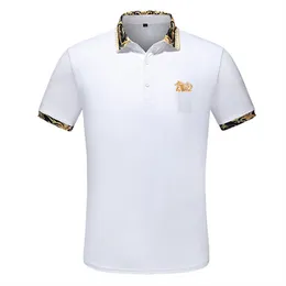 2022 Tasarımcı Stripe Polo Gömlek Tişörtleri Yılan Polos Bee Floral Erkek Yüksek Sokak Moda At Polo Lüks T-Shirt V00038