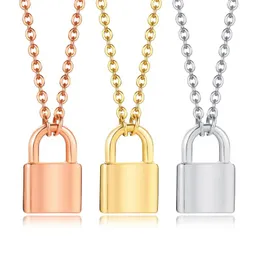 Łańcuchy grawerowane logo logo w zawieszek zamka ze stali nierdzewnej Naszyjnik dla kobiet srebrny złota róża kolor biżuterii rocznica