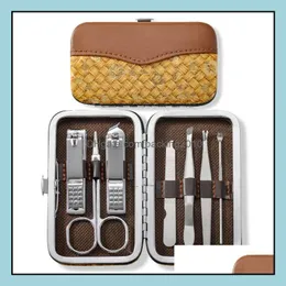 Andra handverktyg Hem Garden LL Nail Clippers Kit Sessors Tweezer Knife Ears Pick Utility Manicure Stai DH12P