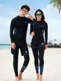 Summer Couple Swimsuit Uv Proof Long Sleeve Bathing Suit Sexy Slim Rushguard Women 5 Piece Set Men 3 Piece Set Diving Suit 220509