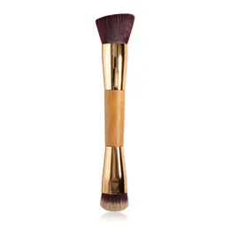 Dubbeländad sminkborste Bamboo Contour Brush BB Cream Flytande Foundation Make Up Borstar