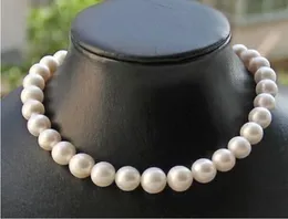 Handgeknüpfte Halskette, 10–11 mm, weiße, runde Süßwasserperlen, Pulloverkette, Perle 18 Zoll