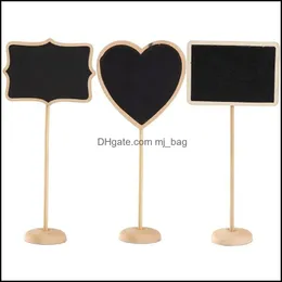 Andra festliga festförsörjningar Hemträdgård Rec Heart Shaped Wood Mini Vintage Chalkboard Place Card Holder Stand för dessertbord WordPad M