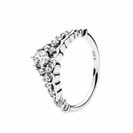 Anello Tiara Wishbone da fiaba Autentici anelli nuziali in argento sterling 925 con diamante CZ con scatola originale per gioielli da donna Pandora