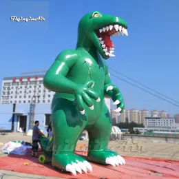 Utomhusreklam grön uppblåsbara tecknad dinosaur 6m djur maskot modell blås upp t.rex monster för händelse