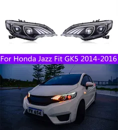 Auto Styling Scheinwerfer Für Honda Jazz Fit GK5 20 14-20 16 Scheinwerfer LED DRL Tagfahrlicht Bi-Xenon Strahl Nebel Lichter Engel Augen