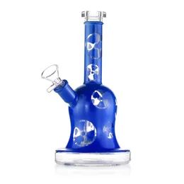 Blue Print Elegance: 8.4-Inch Straight Tube Hookah Glass Bong with Cric Percolator and 14mm Female Joint