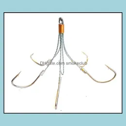 Fishing Hooks Sports Outdoors 5Pcs Quintuple Sextuple Octuple Hook 5/6/8Paws Steel Wire Connection Anchor Fish Tool Big High Drop Delivery