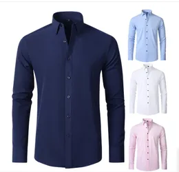 Luxe hommes Slim Fit chemise à manches longues chemises habillées décontracté formel affaires chemises solide marque vêtements camisa social masculina