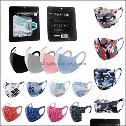 Camouflage Face Mask Washable ADT Designer Dust PM2.5 Respirator Återanvändbar Silk Cotton Masks Boutique Retail Packaging Drop Delivery 2021 Hou