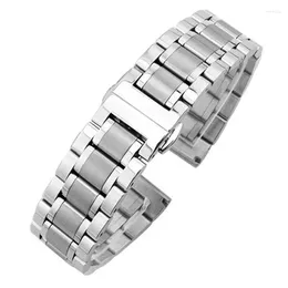 Titta på band 18mm - 24mm Metal Watchbands Armband Women Fashion Silver Solid rostfritt stål Lyxband Rem AccessoriesWatch Hele22